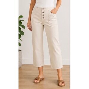 Daily Thread Women 16 Birch Wash Wide Leg Button Fly High Rise Patch Pocket Pant